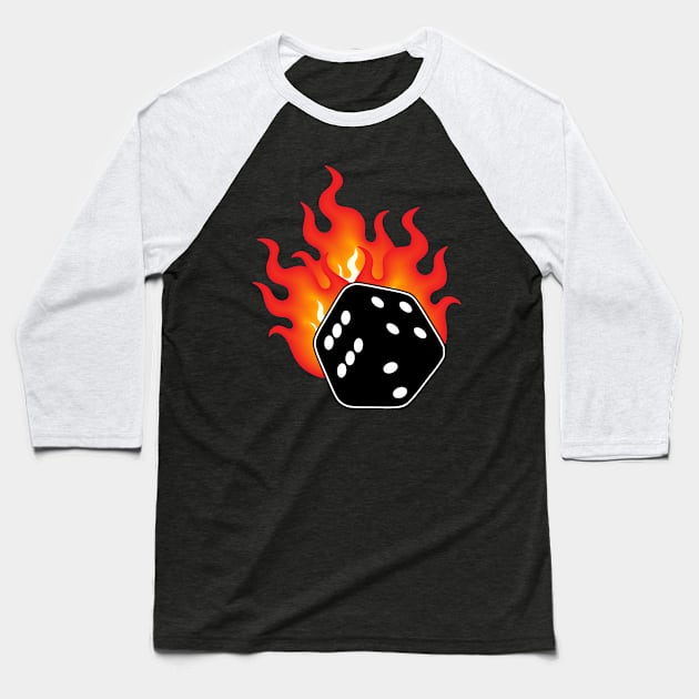 Flaming Dice! Baseball T-Shirt by SimonBreeze